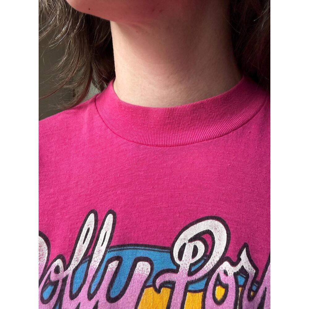 Vintage 80s Dolly Porkin’ Novelty T-Shirt | Hot Pink 50/50 Tee | Texas | Size M - Picture 6 of 12